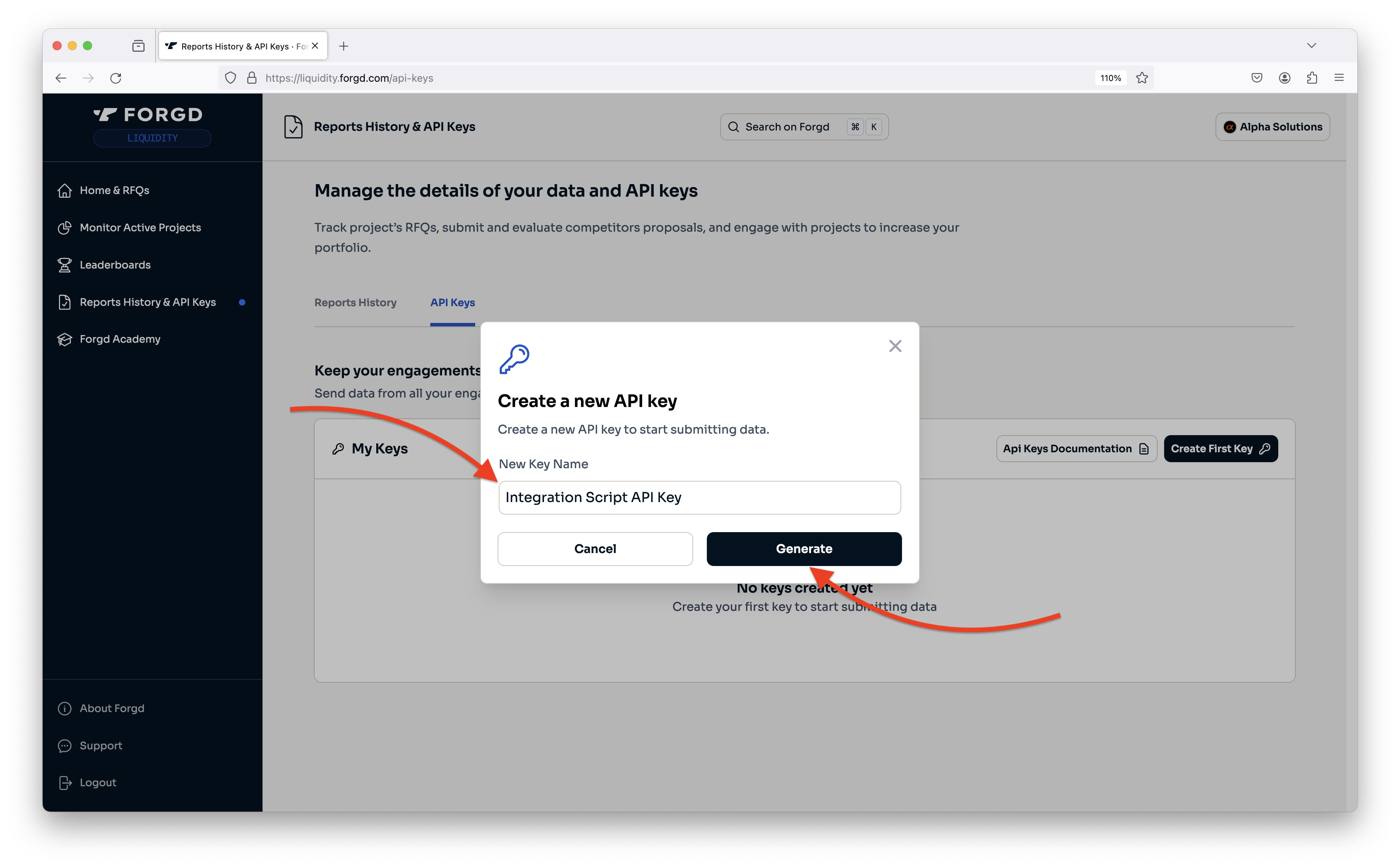 Naming your new API key